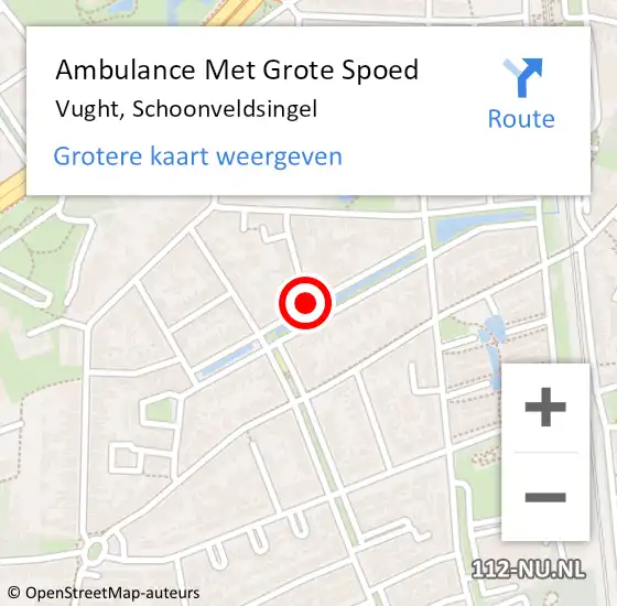 Locatie op kaart van de 112 melding: Ambulance Met Grote Spoed Naar Vught, Schoonveldsingel op 24 maart 2019 17:24