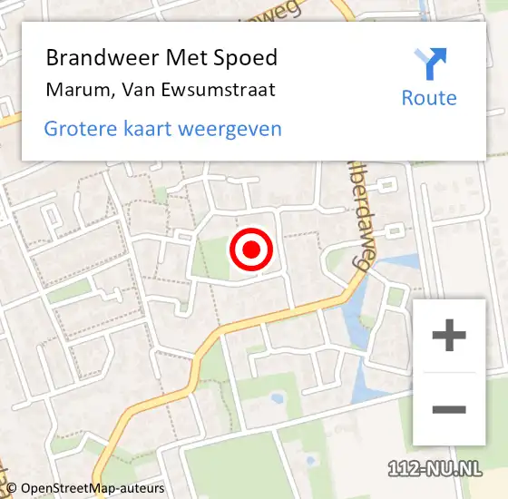 Locatie op kaart van de 112 melding: Brandweer Met Spoed Naar Marum, Van Ewsumstraat op 24 maart 2019 17:26