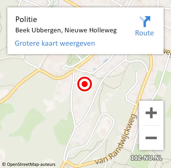 Locatie op kaart van de 112 melding: Politie Beek Ubbergen, Nieuwe Holleweg op 24 maart 2019 18:26