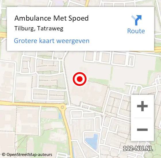 Locatie op kaart van de 112 melding: Ambulance Met Spoed Naar Tilburg, Tatraweg op 24 maart 2019 19:27