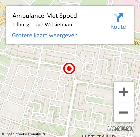 Locatie op kaart van de 112 melding: Ambulance Met Spoed Naar Tilburg, Lage Witsiebaan op 24 maart 2019 20:17
