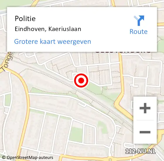 Locatie op kaart van de 112 melding: Politie Eindhoven, Kaeriuslaan op 24 maart 2019 20:55