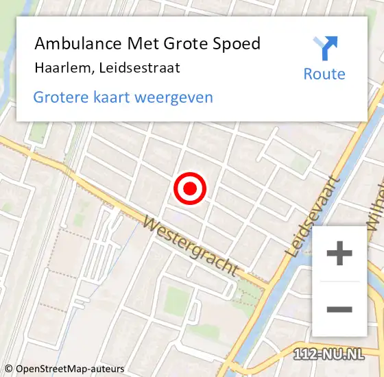 Locatie op kaart van de 112 melding: Ambulance Met Grote Spoed Naar Haarlem, Leidsestraat op 24 maart 2019 22:06