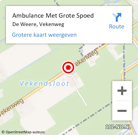 Locatie op kaart van de 112 melding: Ambulance Met Grote Spoed Naar De Weere, Vekenweg op 24 maart 2019 22:15