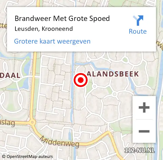 Locatie op kaart van de 112 melding: Brandweer Met Grote Spoed Naar Leusden, Krooneend op 24 maart 2019 22:16