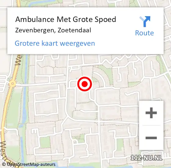 Locatie op kaart van de 112 melding: Ambulance Met Grote Spoed Naar Zevenbergen, Zoetendaal op 25 maart 2019 00:08