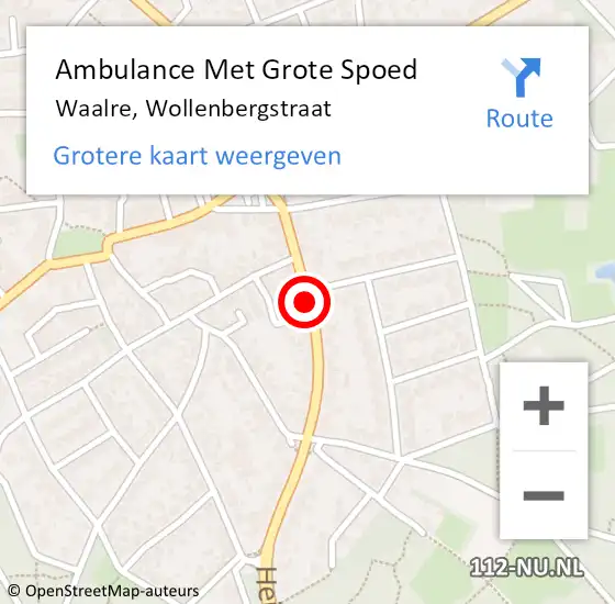 Locatie op kaart van de 112 melding: Ambulance Met Grote Spoed Naar Waalre, Wollenbergstraat op 25 maart 2019 01:38