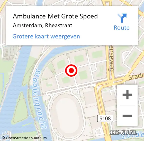 Locatie op kaart van de 112 melding: Ambulance Met Grote Spoed Naar Amsterdam, Rheastraat op 25 maart 2019 02:38