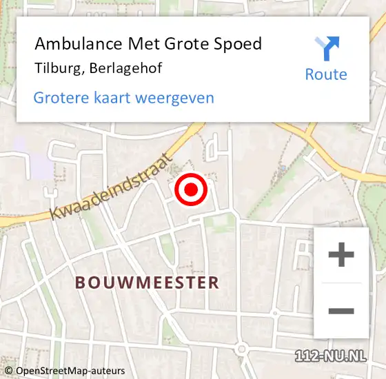 Locatie op kaart van de 112 melding: Ambulance Met Grote Spoed Naar Tilburg, Berlagehof op 25 maart 2019 03:35