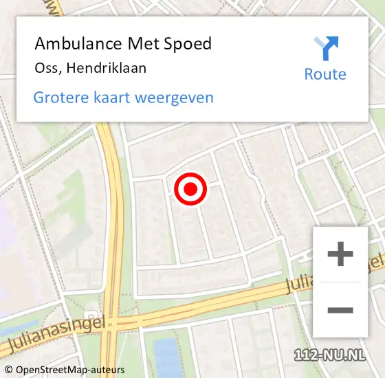 Locatie op kaart van de 112 melding: Ambulance Met Spoed Naar Oss, Hendriklaan op 25 maart 2019 04:28