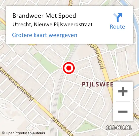 Locatie op kaart van de 112 melding: Brandweer Met Spoed Naar Utrecht, Nieuwe Pijlsweerdstraat op 25 maart 2019 05:34