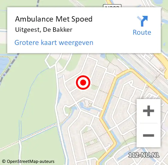 Locatie op kaart van de 112 melding: Ambulance Met Spoed Naar Uitgeest, De Bakker op 25 maart 2019 07:26