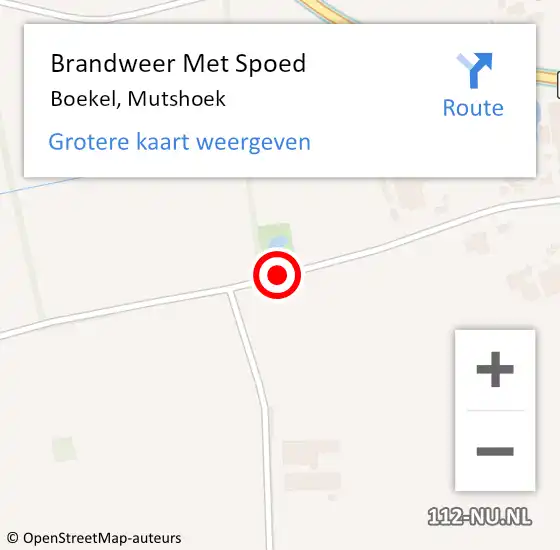 Locatie op kaart van de 112 melding: Brandweer Met Spoed Naar Boekel, Mutshoek op 25 maart 2019 07:34