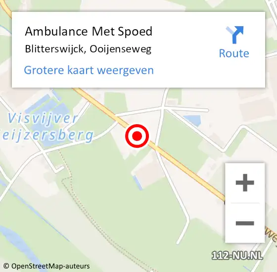 Locatie op kaart van de 112 melding: Ambulance Met Spoed Naar Blitterswijck, Ooijenseweg op 25 maart 2019 07:42