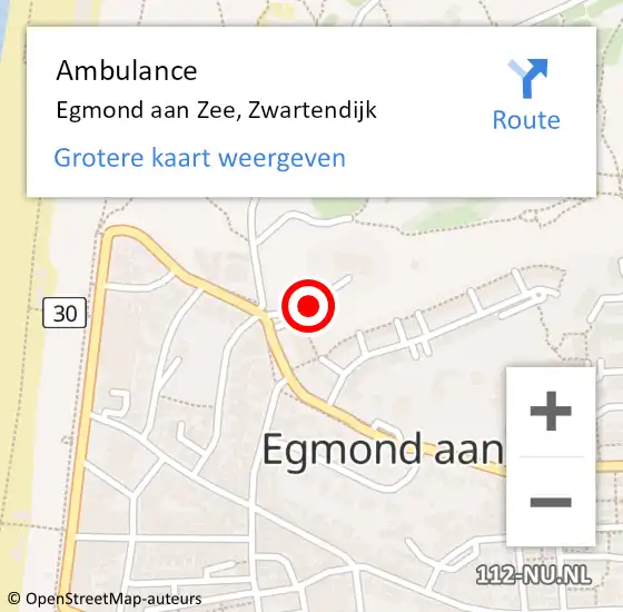 Locatie op kaart van de 112 melding: Ambulance Egmond aan Zee, Zwartendijk op 25 maart 2019 07:48