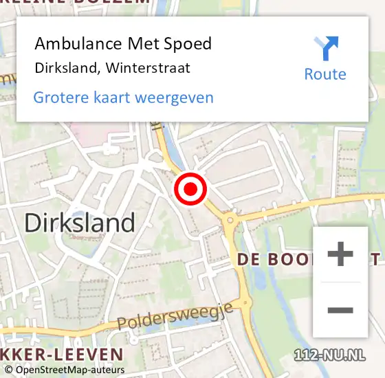 Locatie op kaart van de 112 melding: Ambulance Met Spoed Naar Dirksland, Winterstraat op 25 maart 2019 08:33