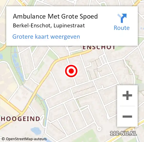 Locatie op kaart van de 112 melding: Ambulance Met Grote Spoed Naar Berkel-Enschot, Lupinestraat op 25 maart 2019 09:06