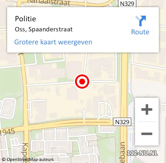 Locatie op kaart van de 112 melding: Politie Oss, Spaanderstraat op 25 maart 2019 09:22