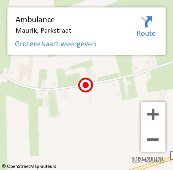 Locatie op kaart van de 112 melding: Ambulance Maurik, Parkstraat op 25 maart 2019 09:39