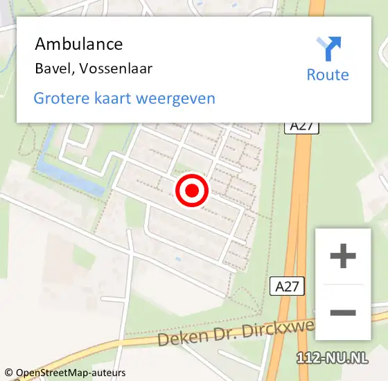 Locatie op kaart van de 112 melding: Ambulance Bavel, Vossenlaar op 25 maart 2019 09:40