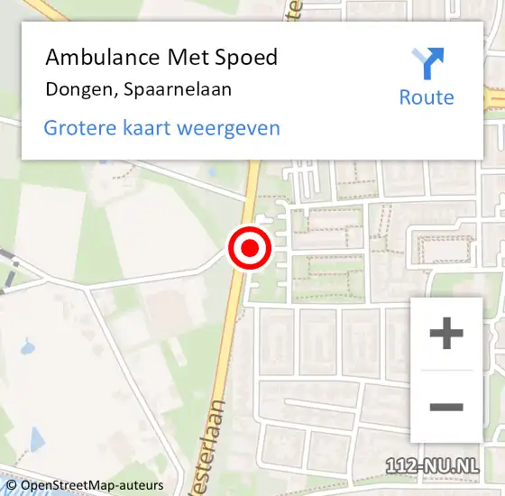 Locatie op kaart van de 112 melding: Ambulance Met Spoed Naar Dongen, Spaarnelaan op 25 maart 2019 10:36