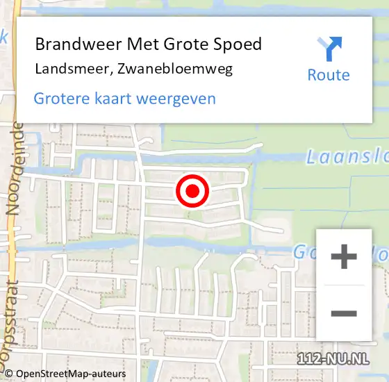 Locatie op kaart van de 112 melding: Brandweer Met Grote Spoed Naar Landsmeer, Zwanebloemweg op 25 maart 2019 10:39