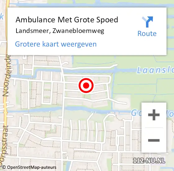 Locatie op kaart van de 112 melding: Ambulance Met Grote Spoed Naar Landsmeer, Zwanebloemweg op 25 maart 2019 10:57