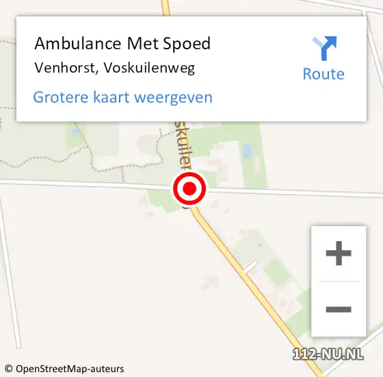 Locatie op kaart van de 112 melding: Ambulance Met Spoed Naar Venhorst, Voskuilenweg op 25 maart 2019 12:52