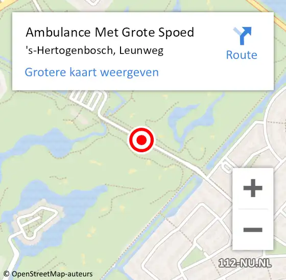 Locatie op kaart van de 112 melding: Ambulance Met Grote Spoed Naar 's-Hertogenbosch, Leunweg op 25 maart 2019 12:53