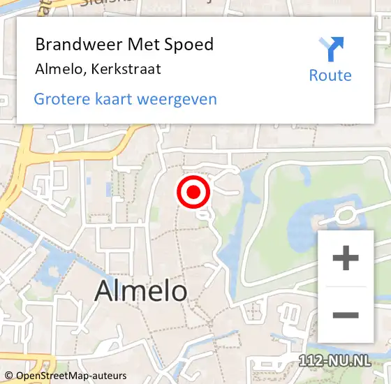 Locatie op kaart van de 112 melding: Brandweer Met Spoed Naar Almelo, Kerkstraat op 25 maart 2019 12:59