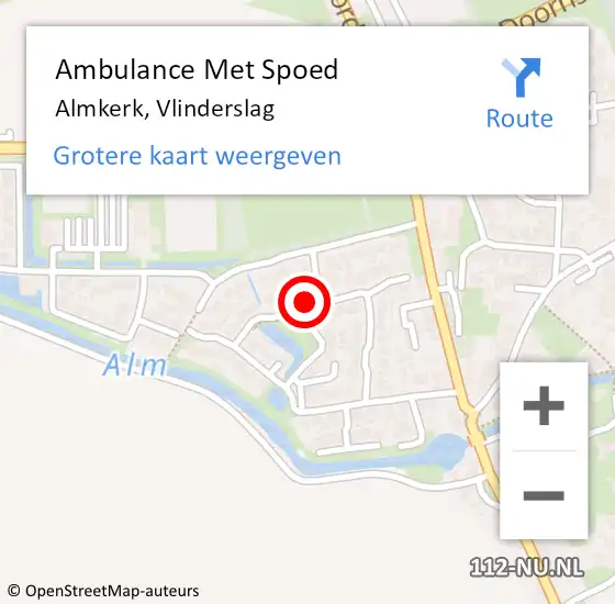 Locatie op kaart van de 112 melding: Ambulance Met Spoed Naar Almkerk, Vlinderslag op 25 maart 2019 13:08