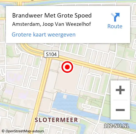 Locatie op kaart van de 112 melding: Brandweer Met Grote Spoed Naar Amsterdam, Joop Van Weezelhof op 25 maart 2019 13:11