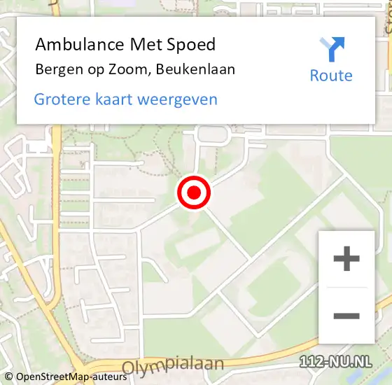 Locatie op kaart van de 112 melding: Ambulance Met Spoed Naar Bergen op Zoom, Beukenlaan op 25 maart 2019 14:07