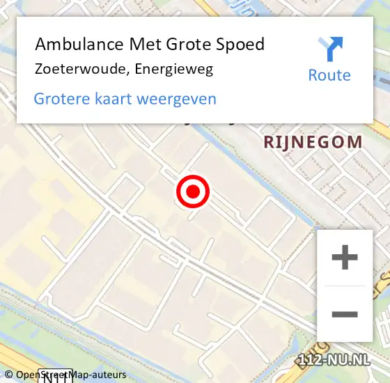 Locatie op kaart van de 112 melding: Ambulance Met Grote Spoed Naar Zoeterwoude, Energieweg op 25 maart 2019 14:14
