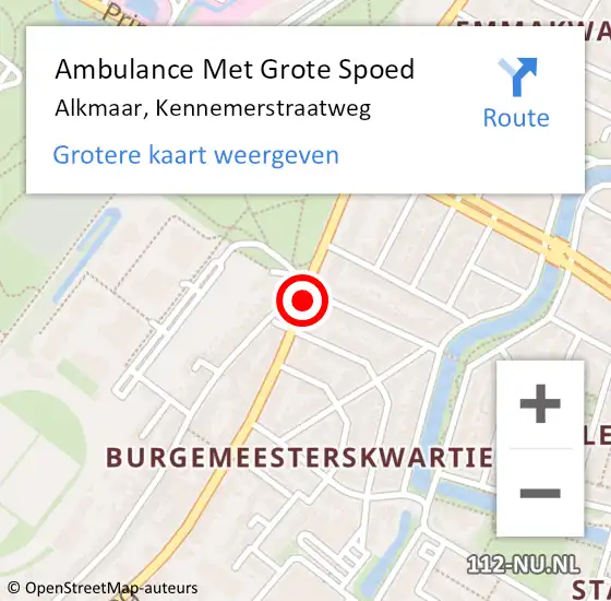 Locatie op kaart van de 112 melding: Ambulance Met Grote Spoed Naar Alkmaar, Kennemerstraatweg op 25 maart 2019 14:20