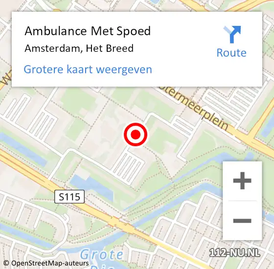 Locatie op kaart van de 112 melding: Ambulance Met Spoed Naar Amsterdam, Het Laagt op 25 maart 2019 15:05
