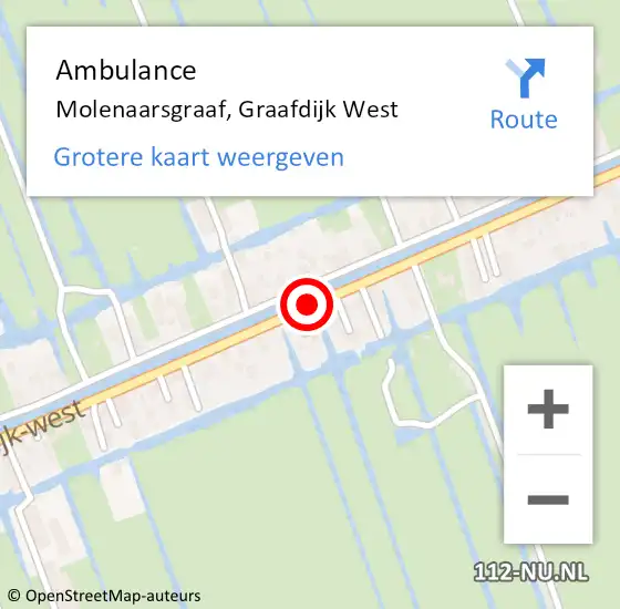 Locatie op kaart van de 112 melding: Ambulance Molenaarsgraaf, Graafdijk West op 25 maart 2019 15:40