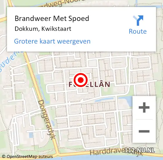 Locatie op kaart van de 112 melding: Brandweer Met Spoed Naar Dokkum, Kwikstaart op 25 maart 2019 15:46
