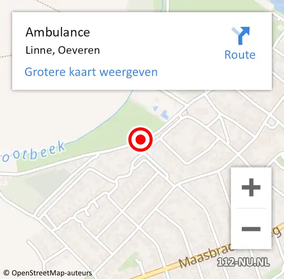 Locatie op kaart van de 112 melding: Ambulance Linne, Oeveren op 25 maart 2019 15:54
