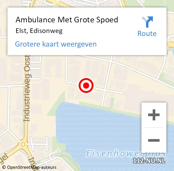 Locatie op kaart van de 112 melding: Ambulance Met Grote Spoed Naar Elst, Edisonweg op 25 maart 2019 16:25