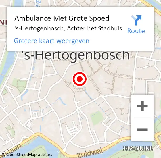 Locatie op kaart van de 112 melding: Ambulance Met Grote Spoed Naar 's-Hertogenbosch, Achter het Stadhuis op 25 maart 2019 17:34