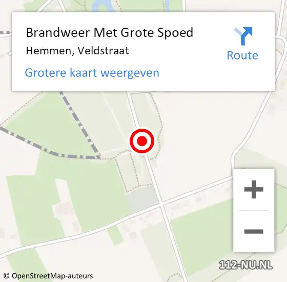 Locatie op kaart van de 112 melding: Brandweer Met Grote Spoed Naar Hemmen, Veldstraat op 25 maart 2019 17:43