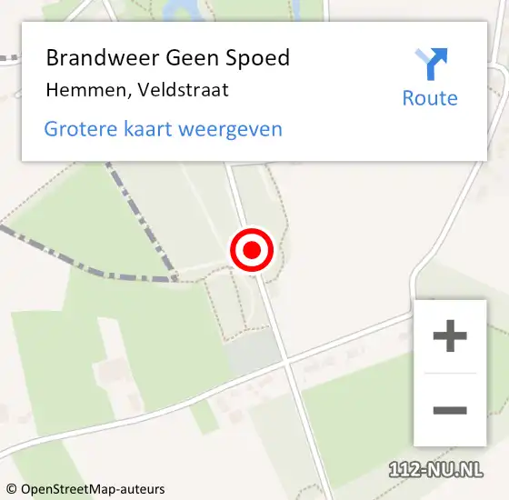 Locatie op kaart van de 112 melding: Brandweer Geen Spoed Naar Hemmen, Veldstraat op 25 maart 2019 17:48