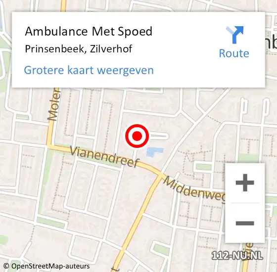 Locatie op kaart van de 112 melding: Ambulance Met Spoed Naar Prinsenbeek, Zilverhof op 25 maart 2019 18:35