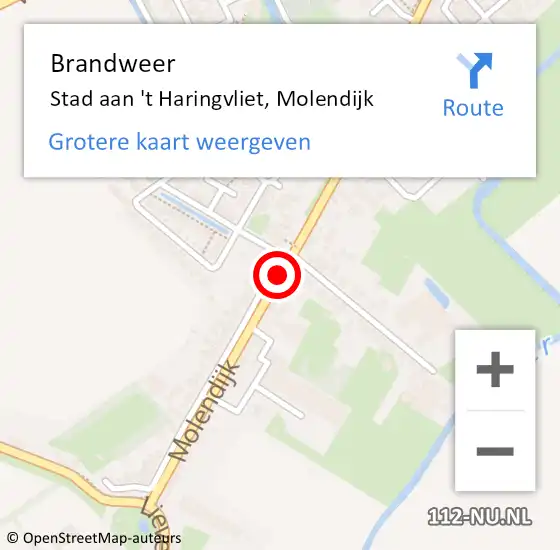 Locatie op kaart van de 112 melding: Brandweer Stad aan 't Haringvliet, Molendijk op 25 maart 2019 19:39