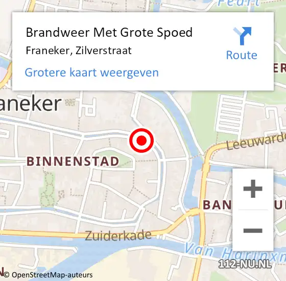 Locatie op kaart van de 112 melding: Brandweer Met Grote Spoed Naar Franeker, Zilverstraat op 25 maart 2019 21:44