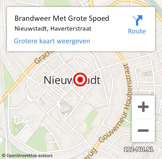 Locatie op kaart van de 112 melding: Brandweer Met Grote Spoed Naar Nieuwstadt, Haverterstraat op 25 maart 2019 22:38