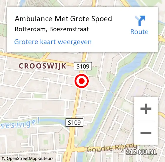 Locatie op kaart van de 112 melding: Ambulance Met Grote Spoed Naar Rotterdam, Boezemstraat op 25 maart 2019 23:49