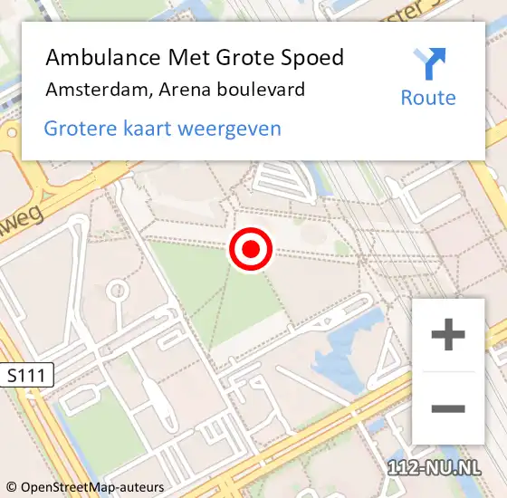 Locatie op kaart van de 112 melding: Ambulance Met Grote Spoed Naar Amsterdam, Arena Boulevard op 25 maart 2019 23:49