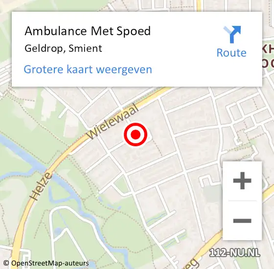 Locatie op kaart van de 112 melding: Ambulance Met Spoed Naar Geldrop, Smient op 26 maart 2019 01:00